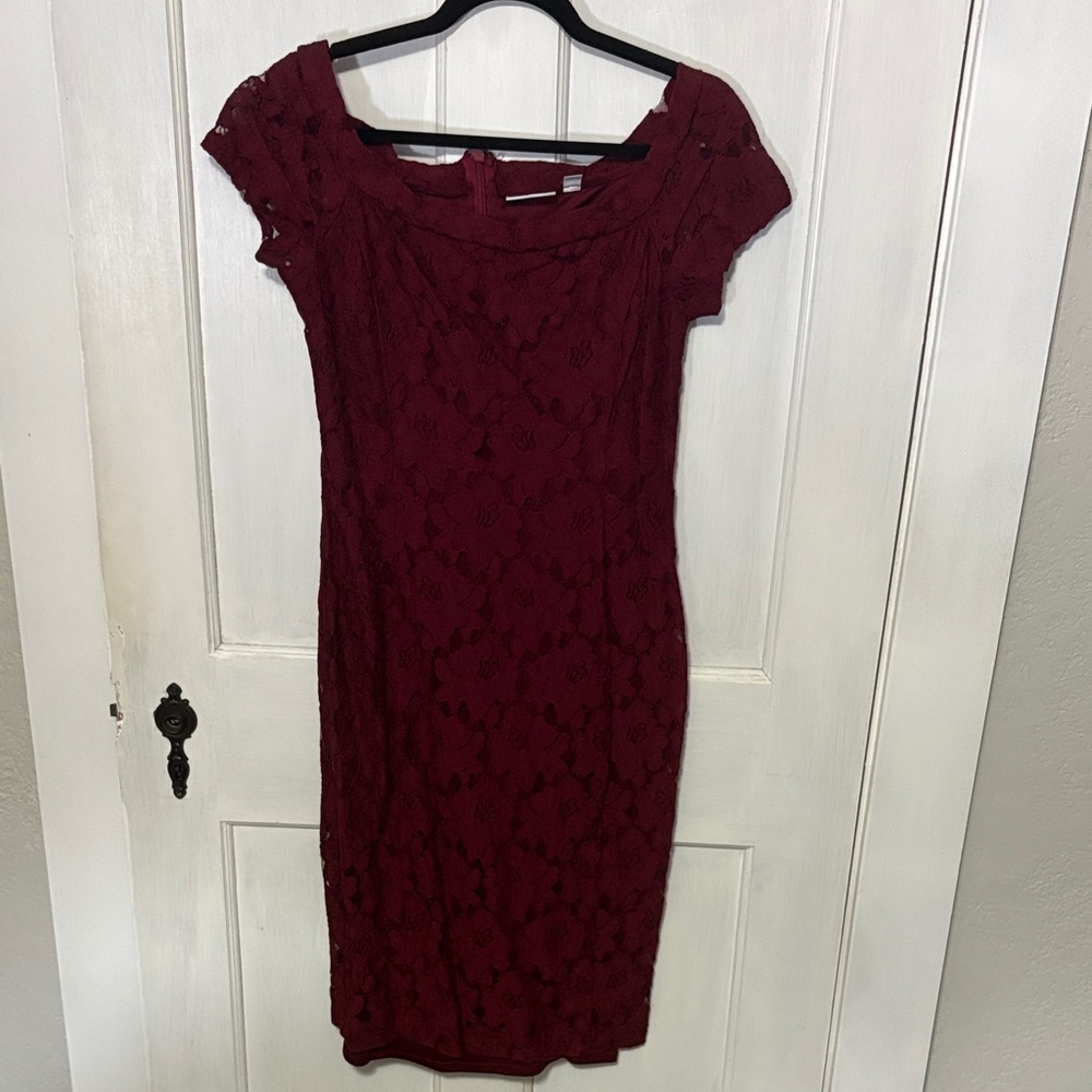 New York & Company Burgundy Lace Mini Dress